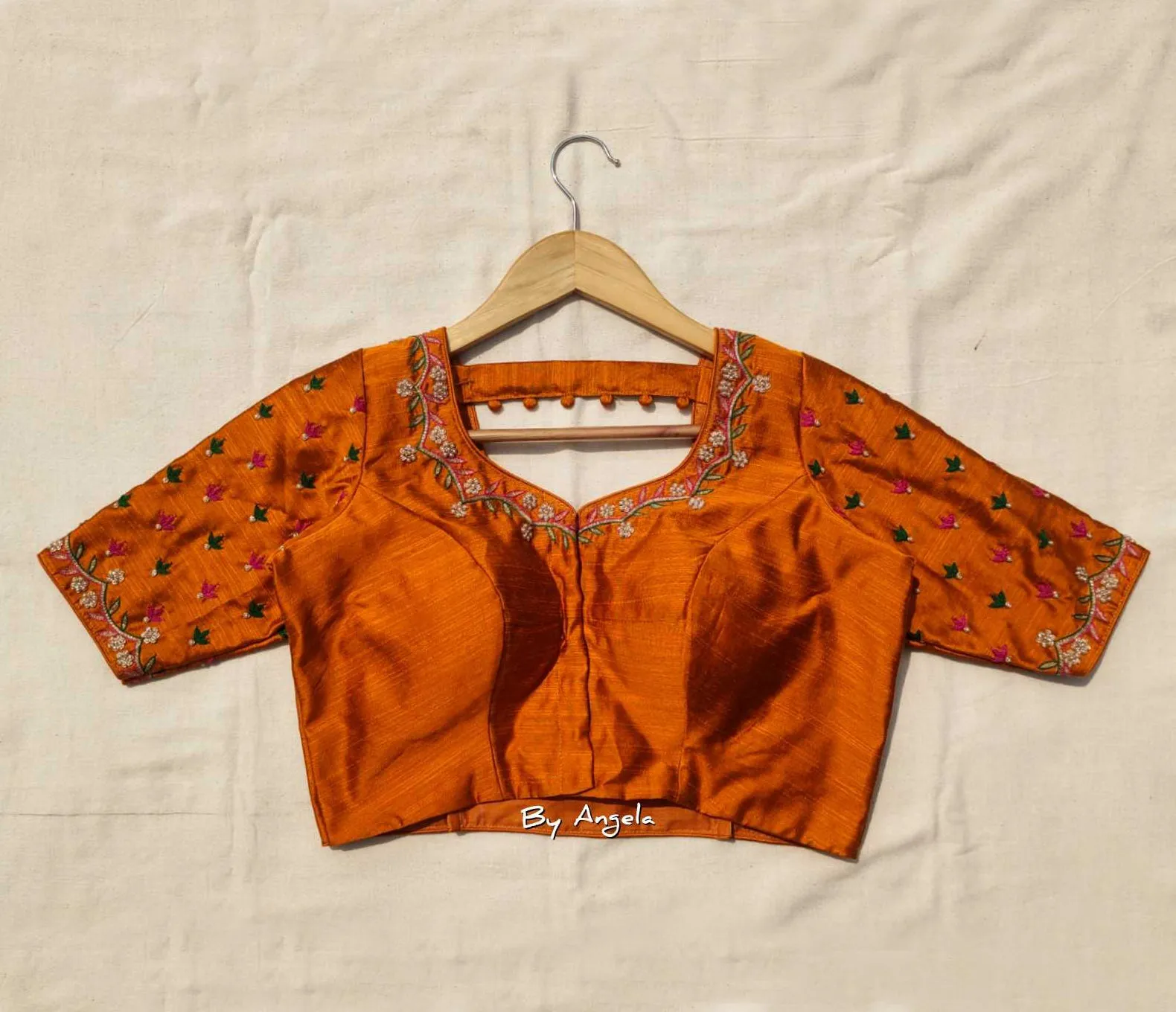 Thread Embroidered Blouse - Dark Mustard Yellow