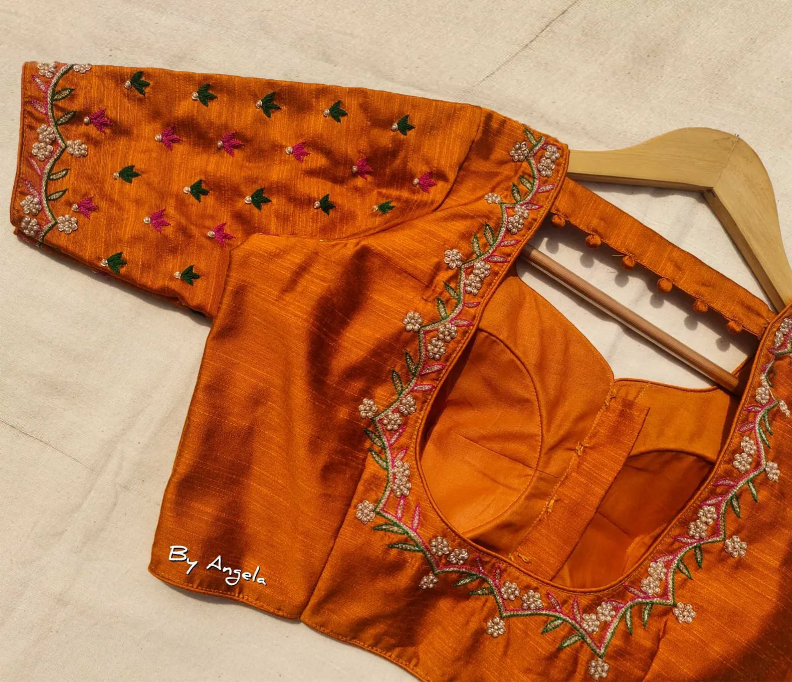 Thread Embroidered Blouse - Dark Mustard Yellow