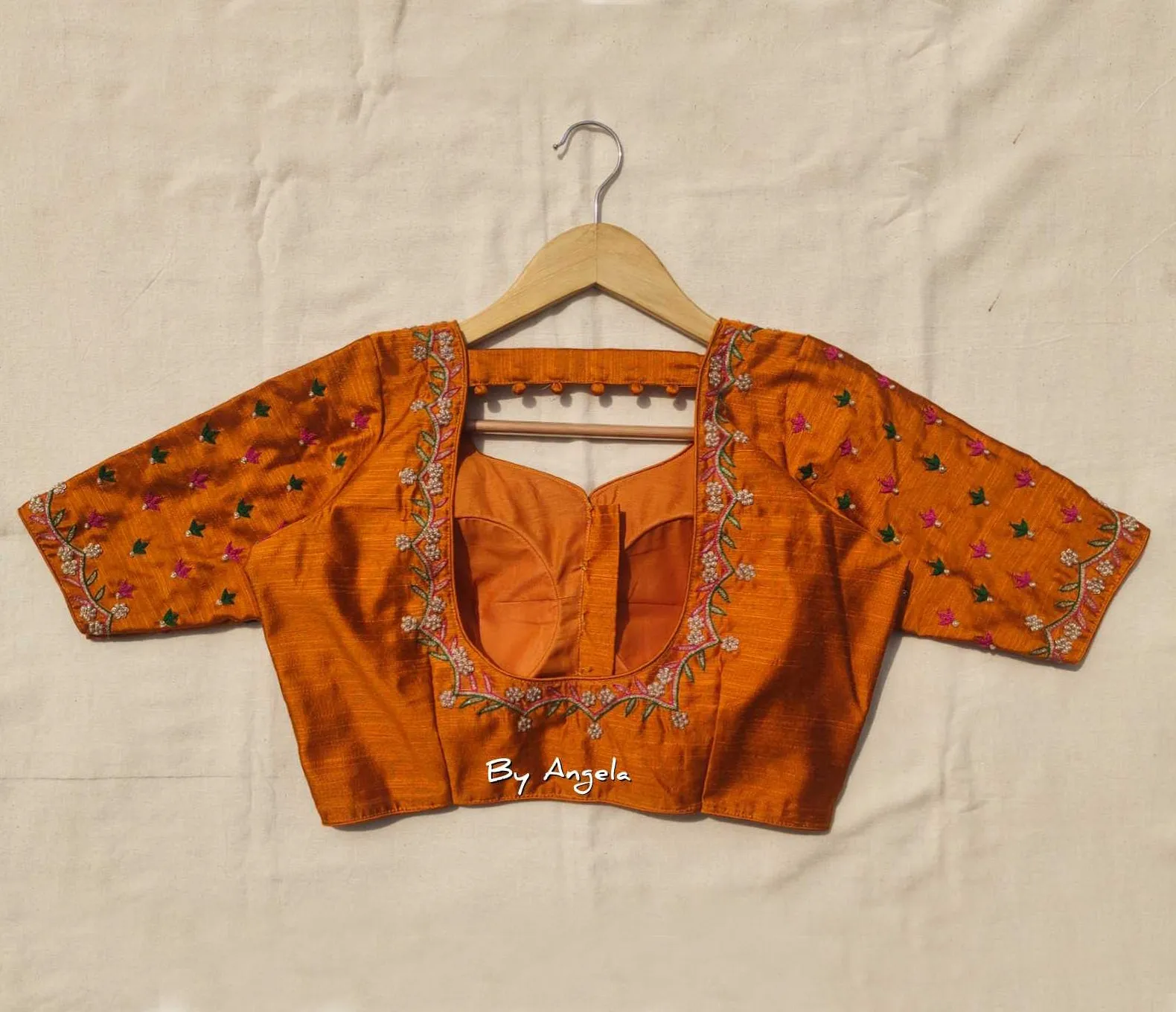 Thread Embroidered Blouse - Dark Mustard Yellow