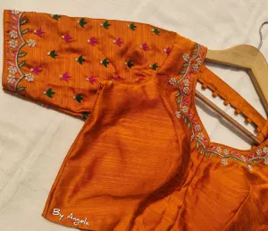 Thread Embroidered Blouse - Dark Mustard Yellow