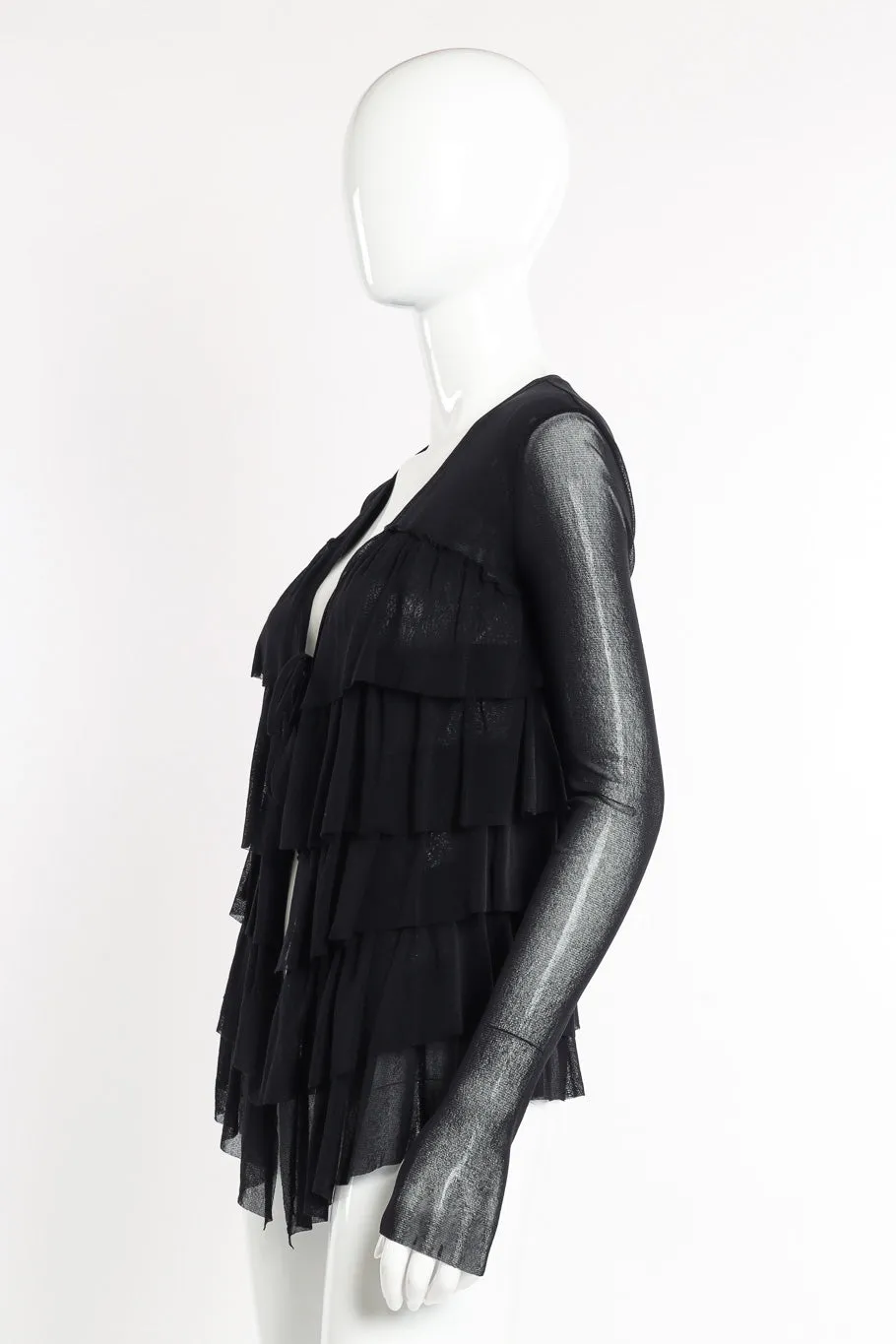 Tiered Ruffle Mesh Cardigan