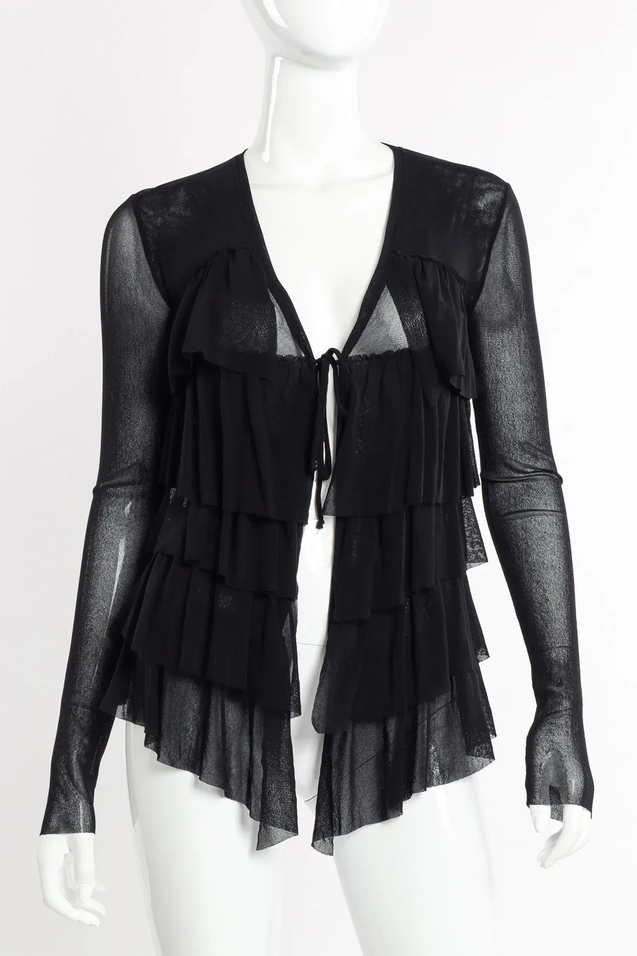 Tiered Ruffle Mesh Cardigan