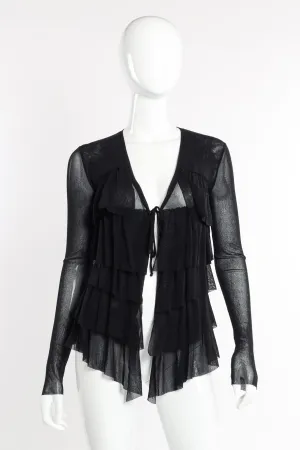 Tiered Ruffle Mesh Cardigan