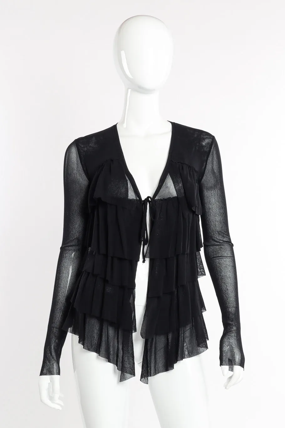 Tiered Ruffle Mesh Cardigan