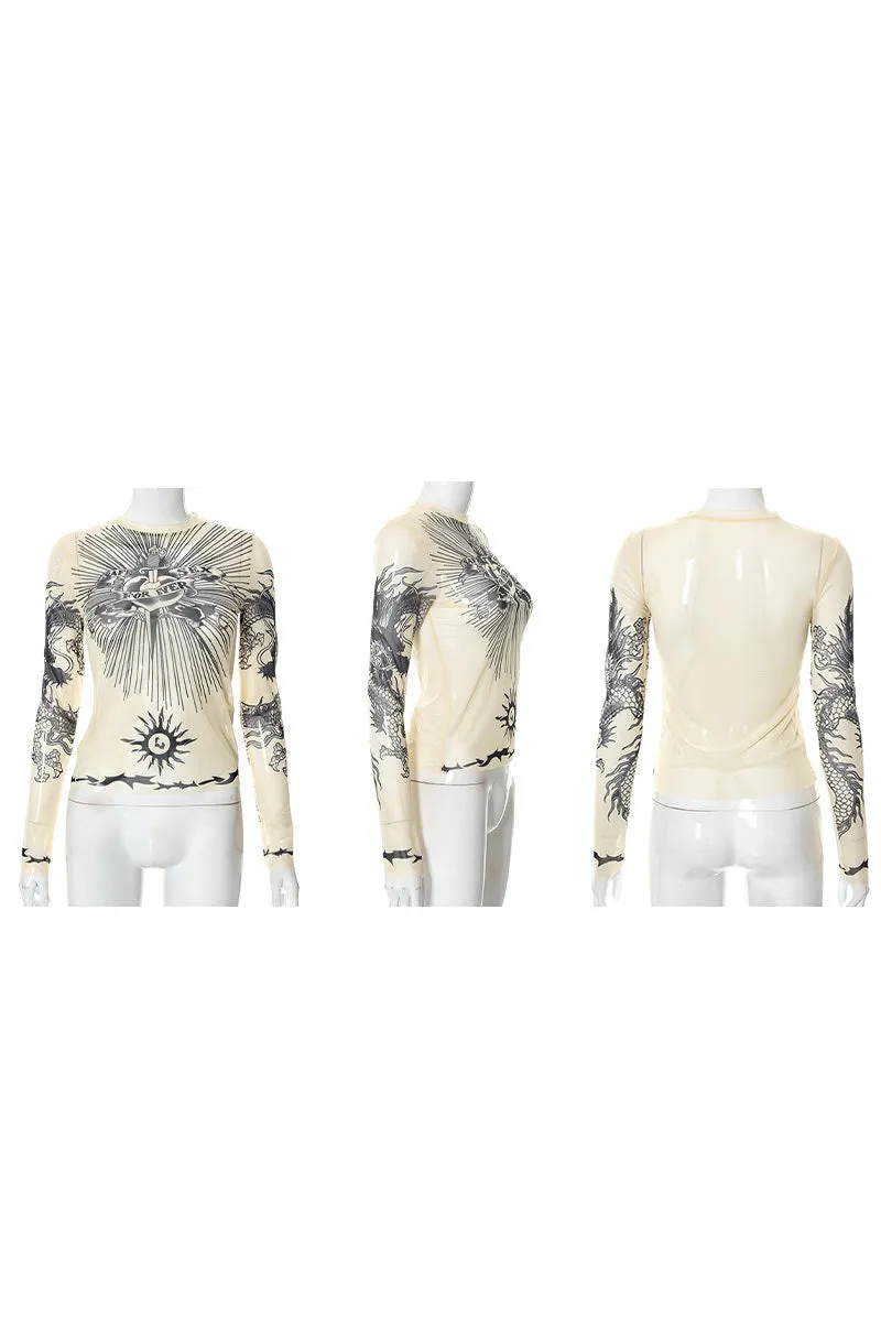 TK0511 Graphic Mesh Shirt