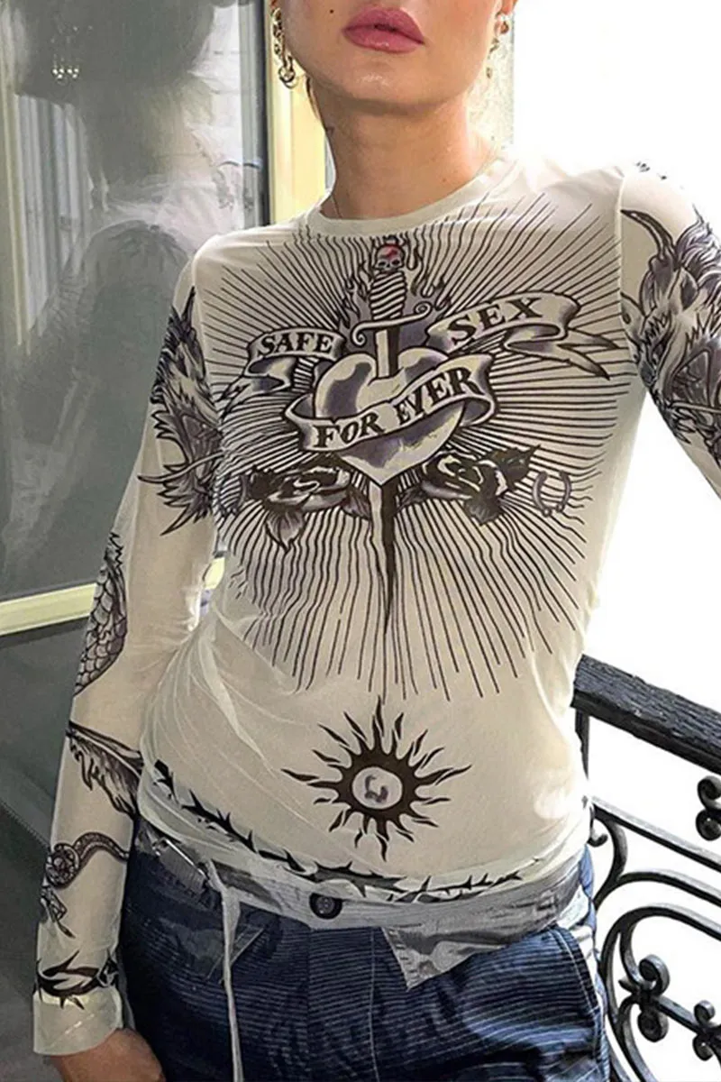 TK0511 Graphic Mesh Shirt