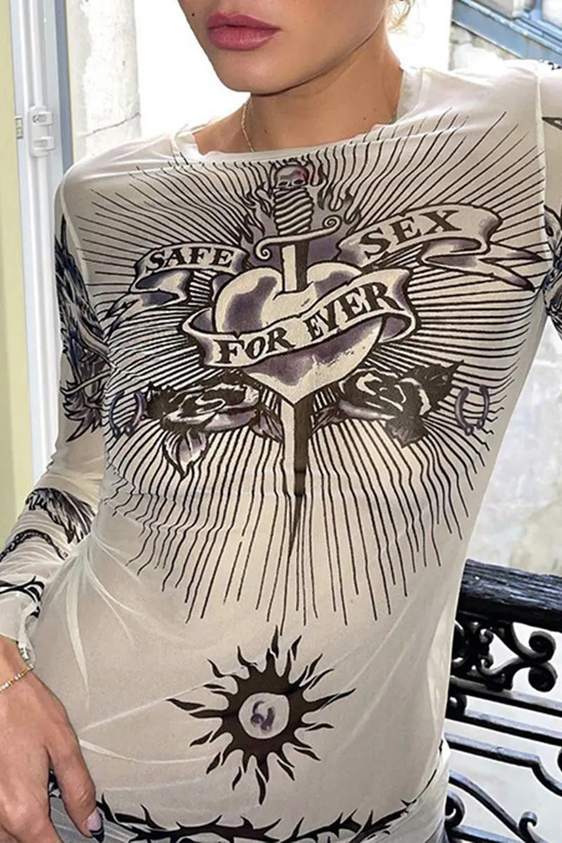 TK0511 Graphic Mesh Shirt