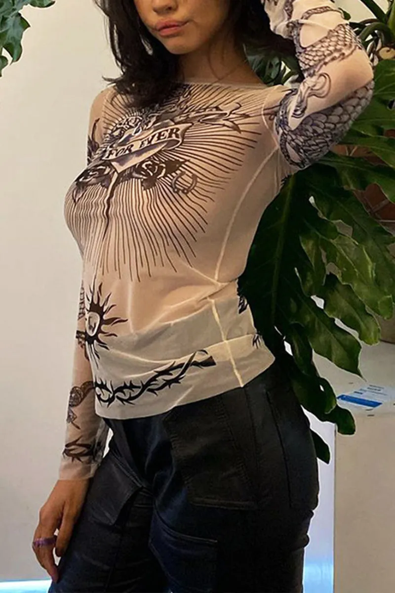 TK0511 Graphic Mesh Shirt