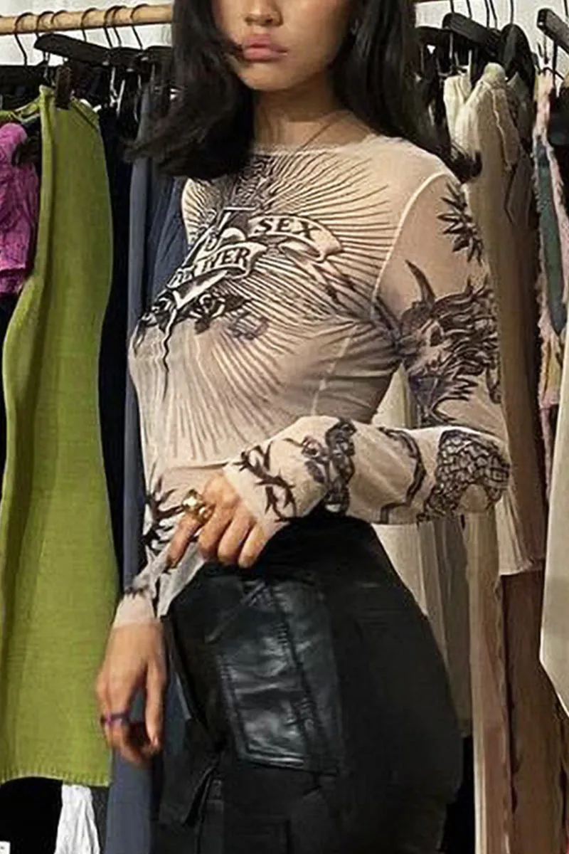 TK0511 Graphic Mesh Shirt