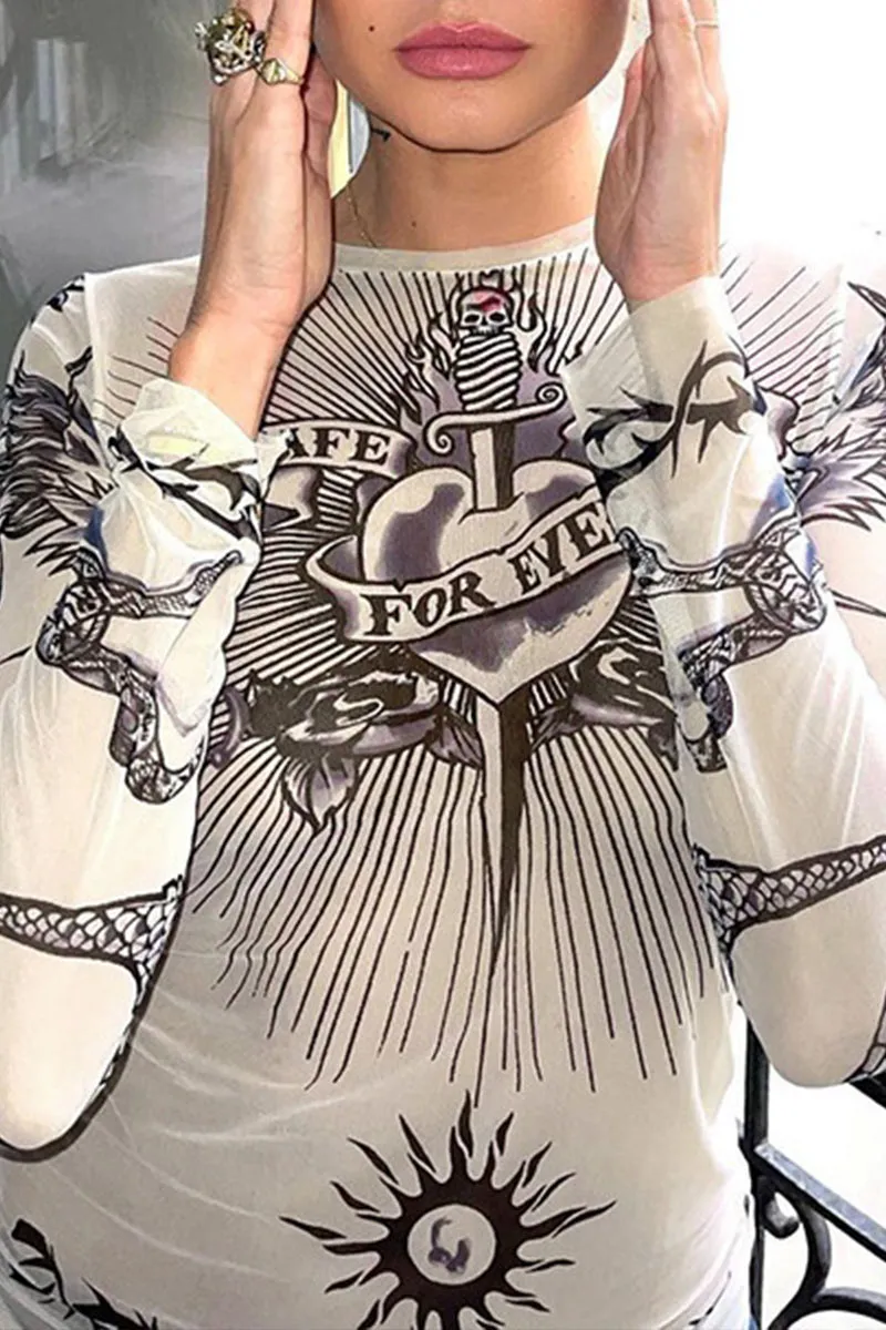 TK0511 Graphic Mesh Shirt