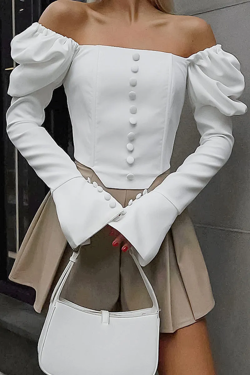 TK0536 Off Shoulder Long Sleeve Shirt
