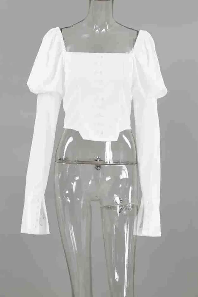TK0536 Off Shoulder Long Sleeve Shirt