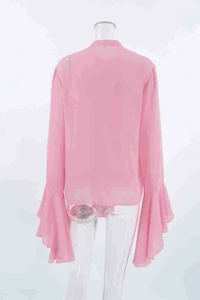TK653 Ruffled Long Sleeve Shirt
