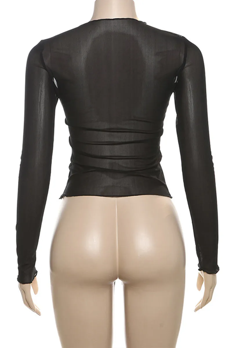 TL0359 Black Mesh Shirt