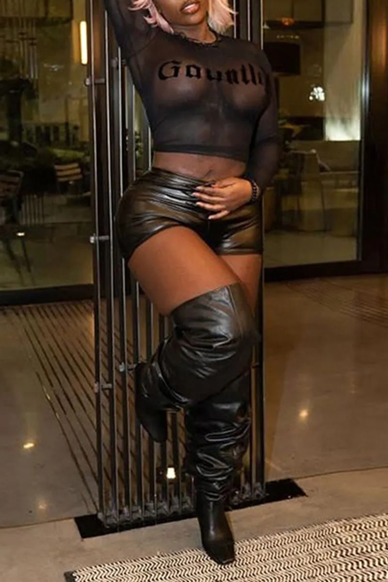 TL0359 Black Mesh Shirt
