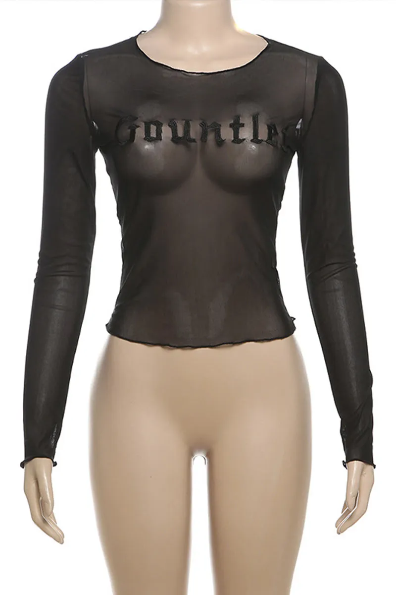 TL0359 Black Mesh Shirt