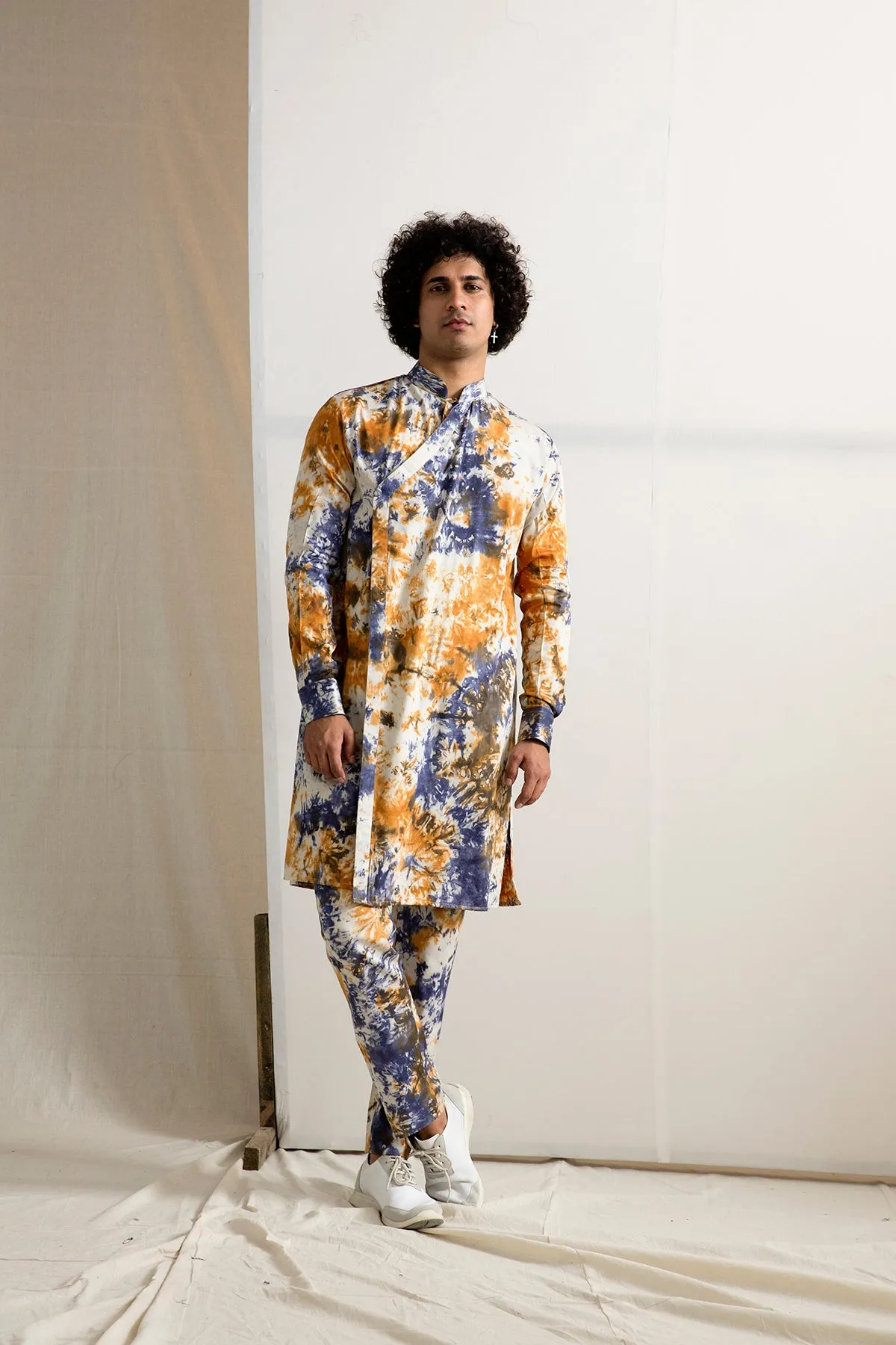 Toivo -  Quilted Jacket with Tie & Dye Overlapped Panel Kurta Set