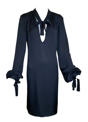 Tom Ford for Gucci Black Silk Sheath Tie Dress