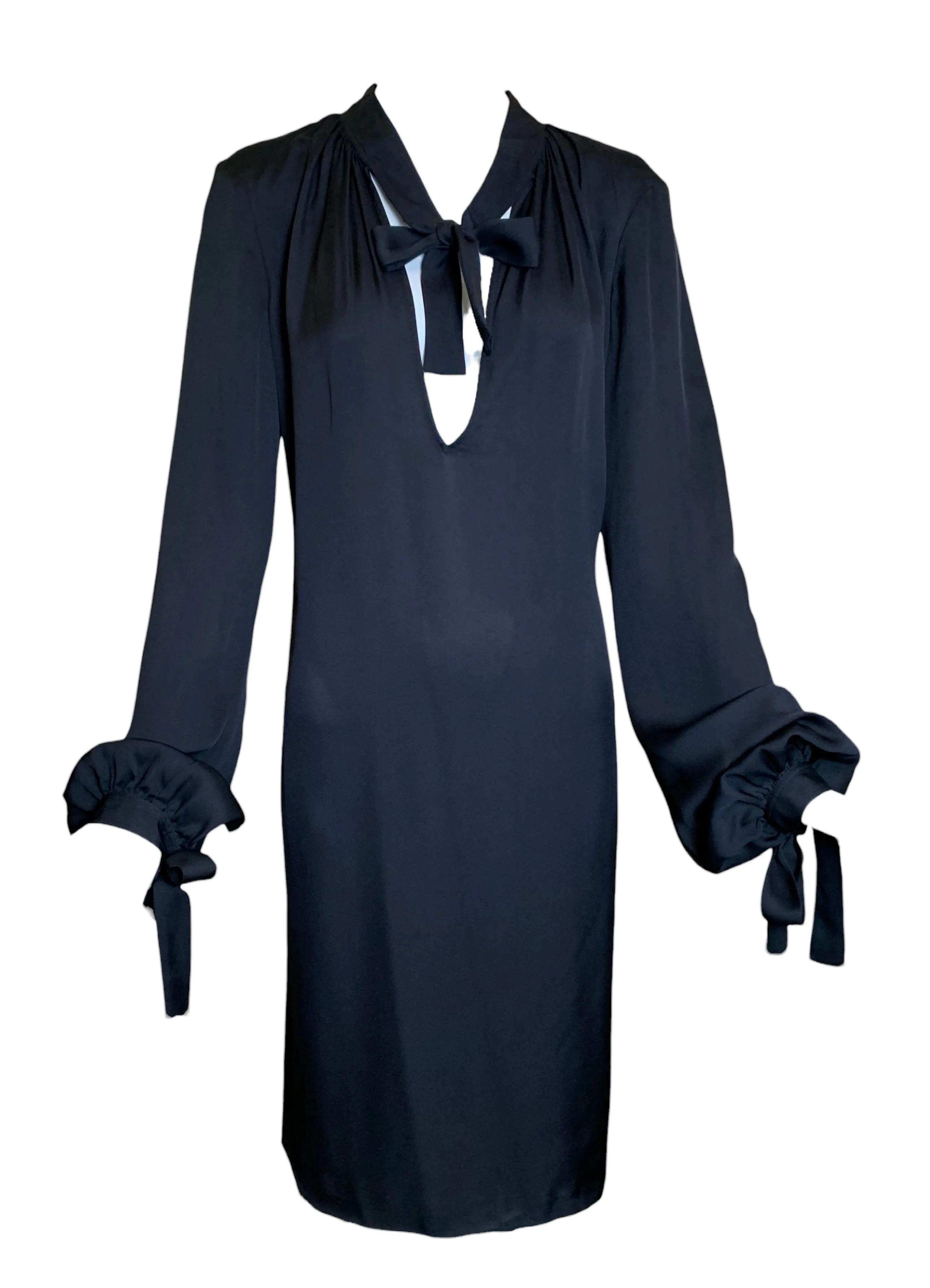 Tom Ford for Gucci Black Silk Sheath Tie Dress