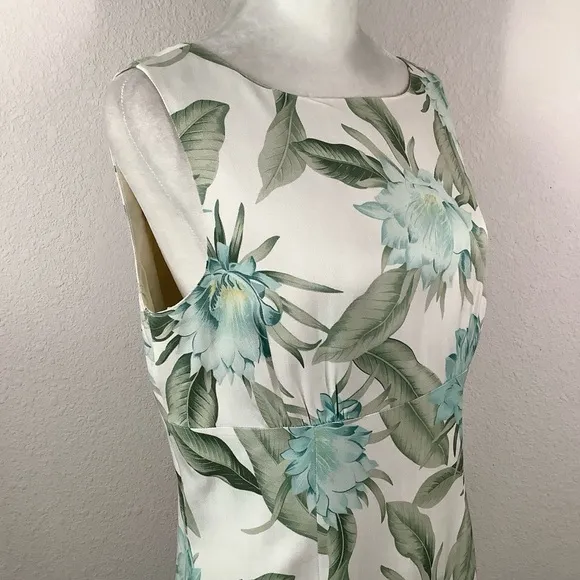 TOMMY BAHAMA 100% Silk Hawaiian Floral Dress Midi Sheath Tiki Party Luau Size 6