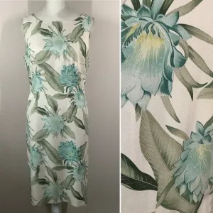 TOMMY BAHAMA 100% Silk Hawaiian Floral Dress Midi Sheath Tiki Party Luau Size 6