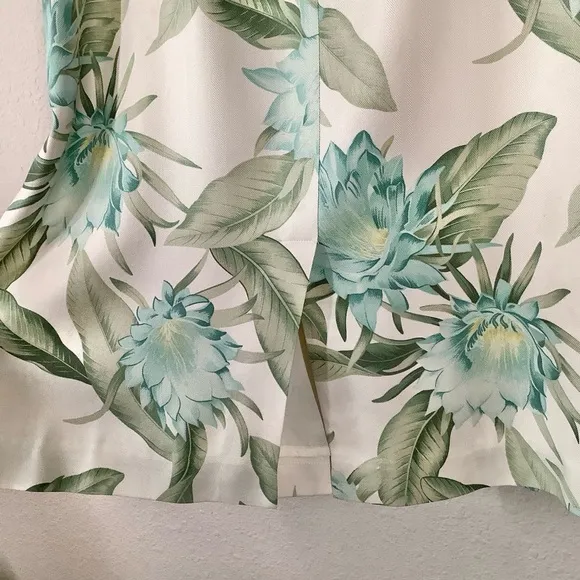 TOMMY BAHAMA 100% Silk Hawaiian Floral Dress Midi Sheath Tiki Party Luau Size 6