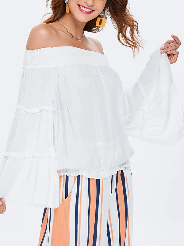 Tops Sexy Strapless Collar Long Sleeve Shirt Women