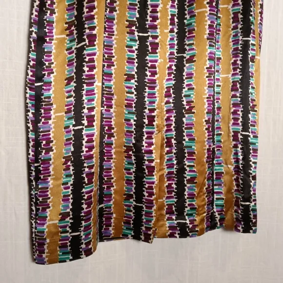 Trina Turk Silk Gold Geometric Print Sleeveless Sheath Dress Size 6