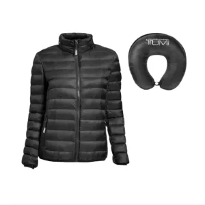 Tumi Core Pax Nylon Puffer Jacket in Chameleon green 80% down 20% feathers