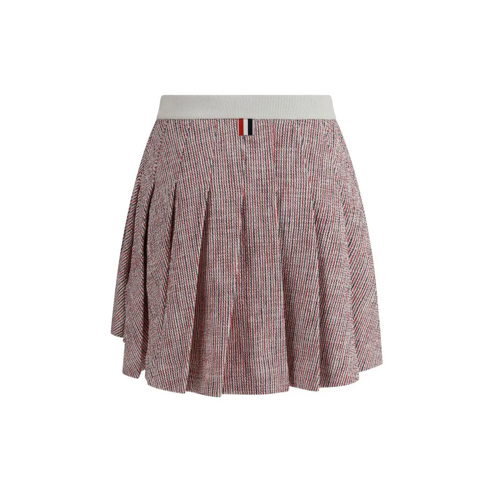 Tweed pleated desig Miniskirt