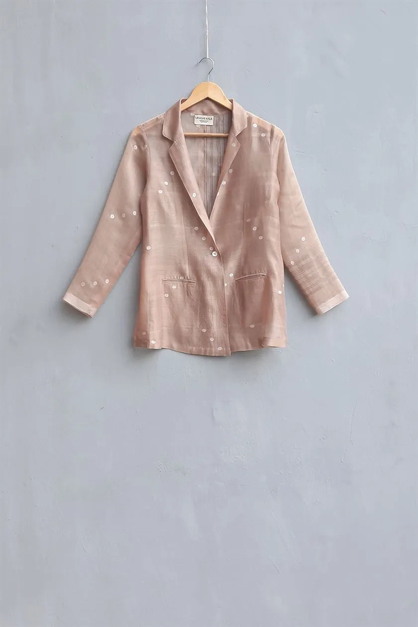 Urvashi Kaur   I  Telok BLAZER DASH BLAZER chanderi cotton silk nude TESSELLATE- 96