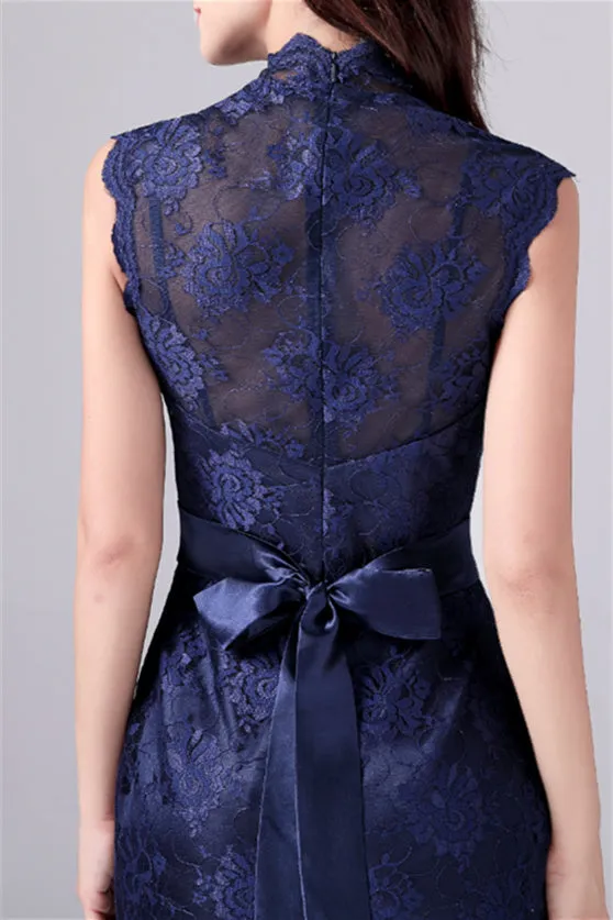 V-neck Sleeveless Lace Flower Mermaid mother's dress