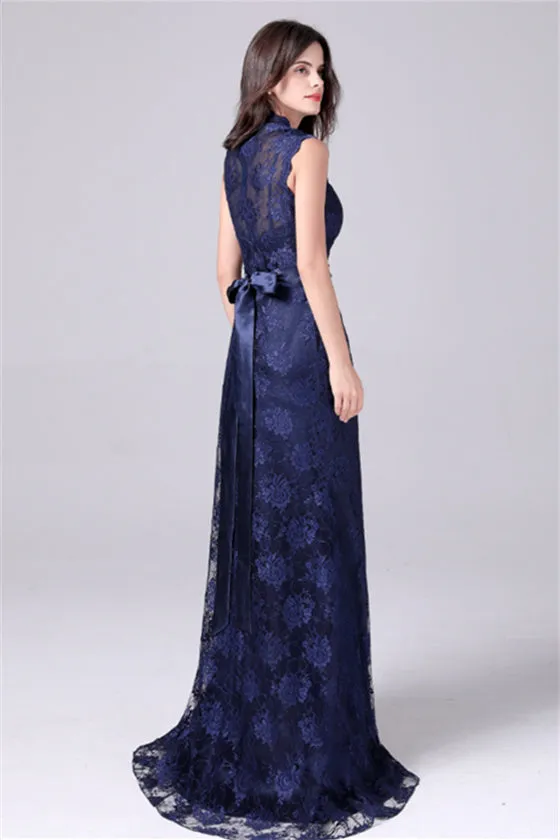 V-neck Sleeveless Lace Flower Mermaid mother's dress
