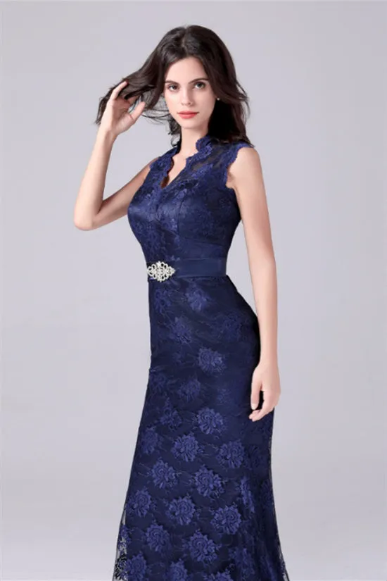 V-neck Sleeveless Lace Flower Mermaid mother's dress