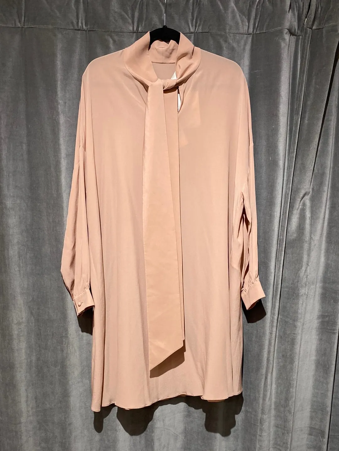 Valentino Blush Silk Turtleneck Long Sleeve Tunic Blouse