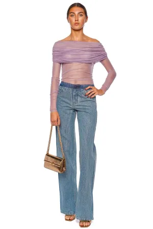 Veiled Mauve Off Shoulder Silk Top
