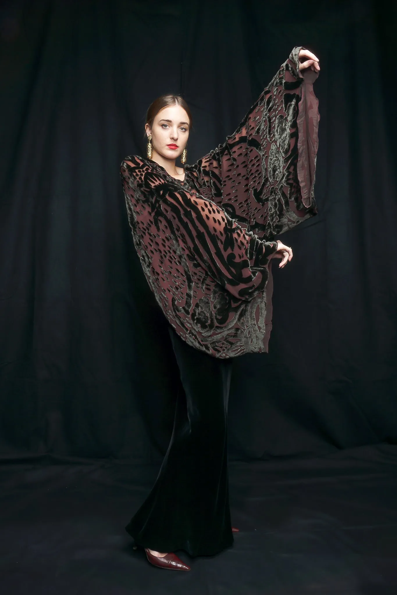 Velvet Burnout Kimono Top