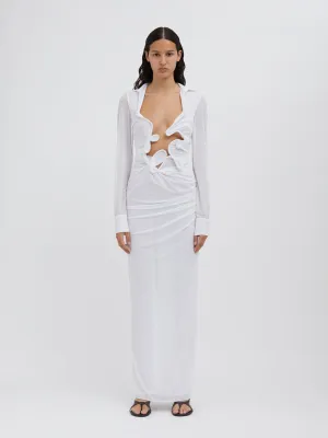 Venus Plunge Shirt Dress - White