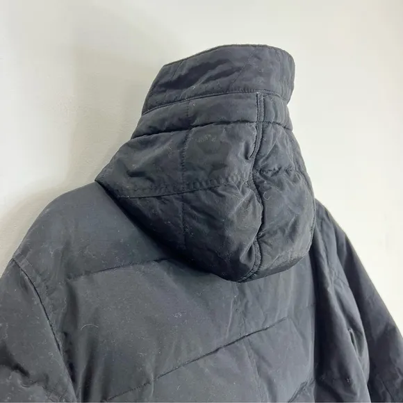 Vintage black cropped hooded down puffer coat L