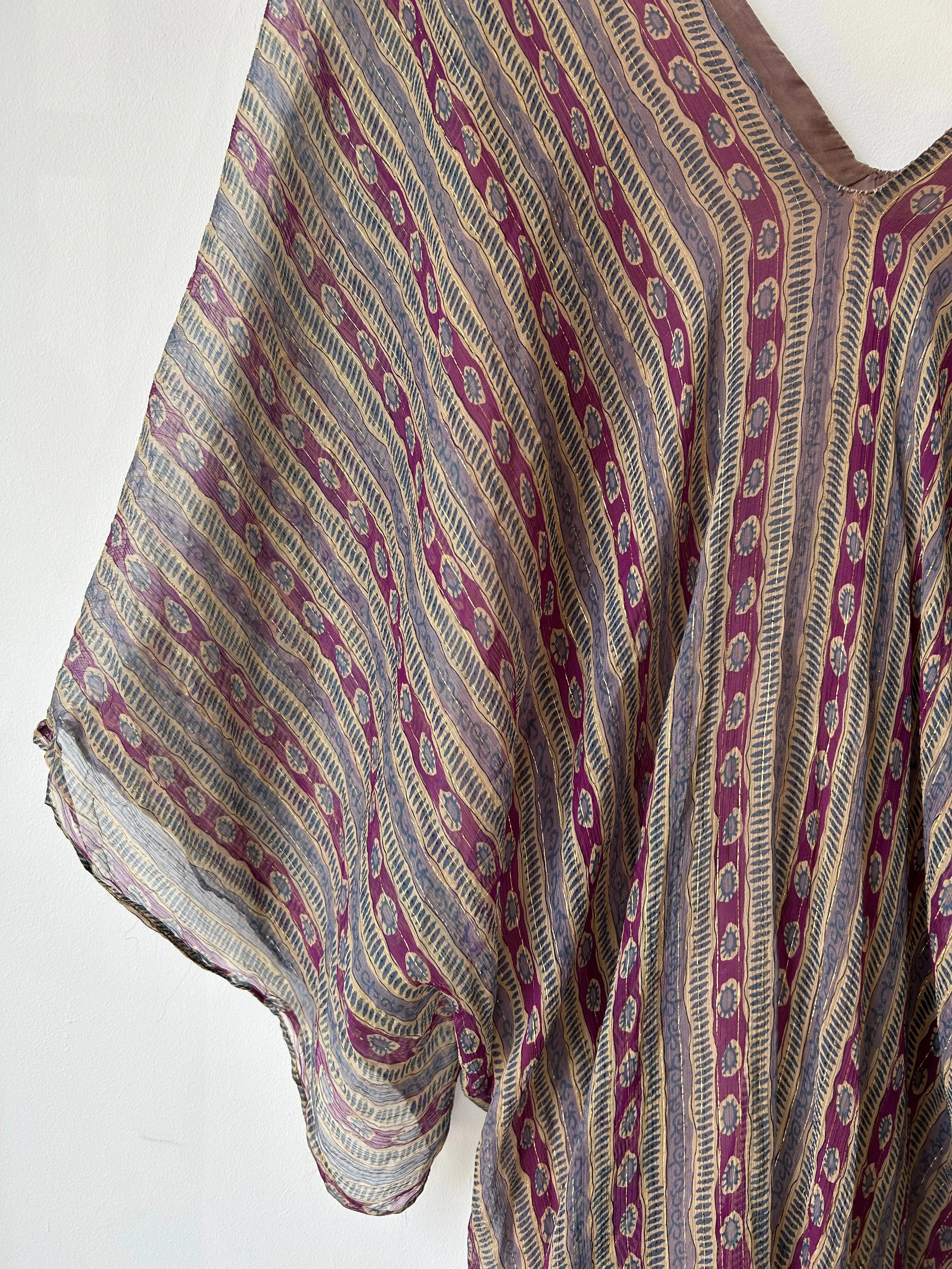 Vintage Heidi Merrick Silk Block Print Kaftan