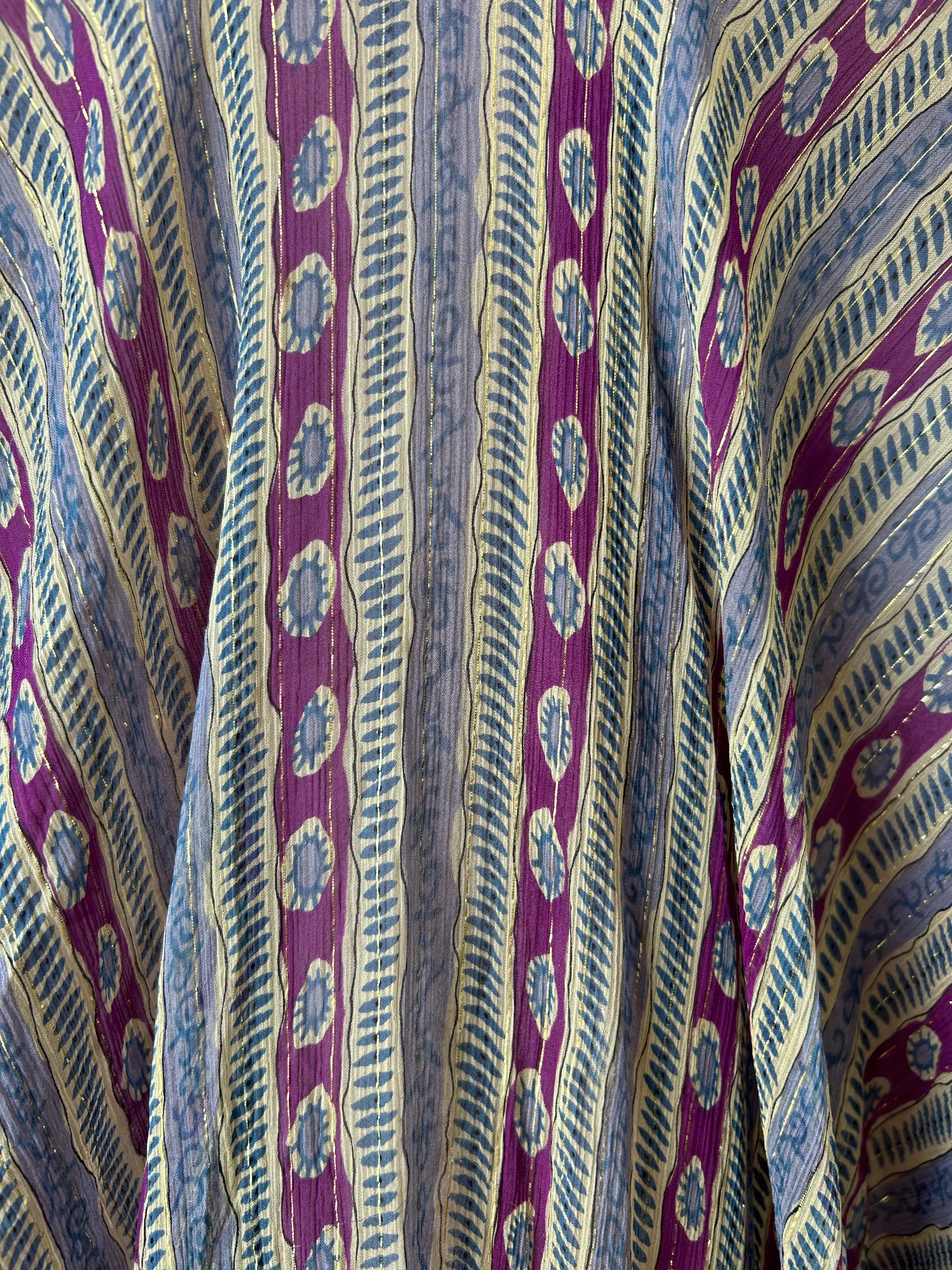 Vintage Heidi Merrick Silk Block Print Kaftan
