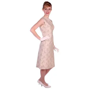 Vintage Sheath Dress / Reversible Coat Ivory Beige Print 1960s Italy 36-33-37 c.wirschke