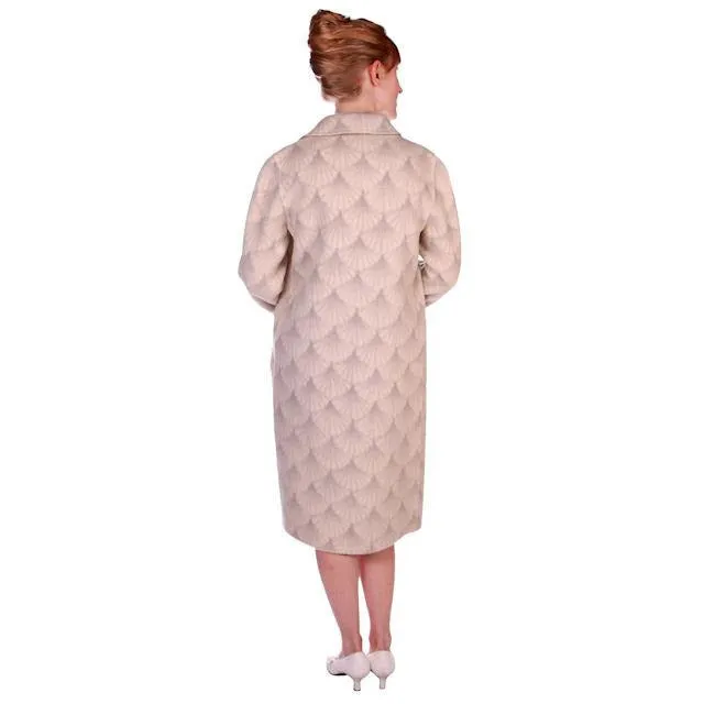Vintage Sheath Dress / Reversible Coat Ivory Beige Print 1960s Italy 36-33-37 c.wirschke