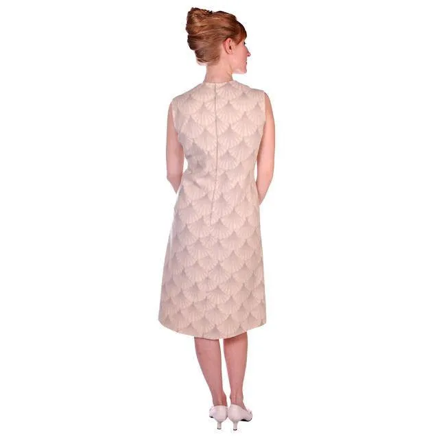 Vintage Sheath Dress / Reversible Coat Ivory Beige Print 1960s Italy 36-33-37 c.wirschke