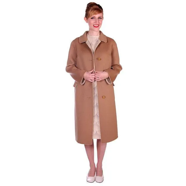 Vintage Sheath Dress / Reversible Coat Ivory Beige Print 1960s Italy 36-33-37 c.wirschke