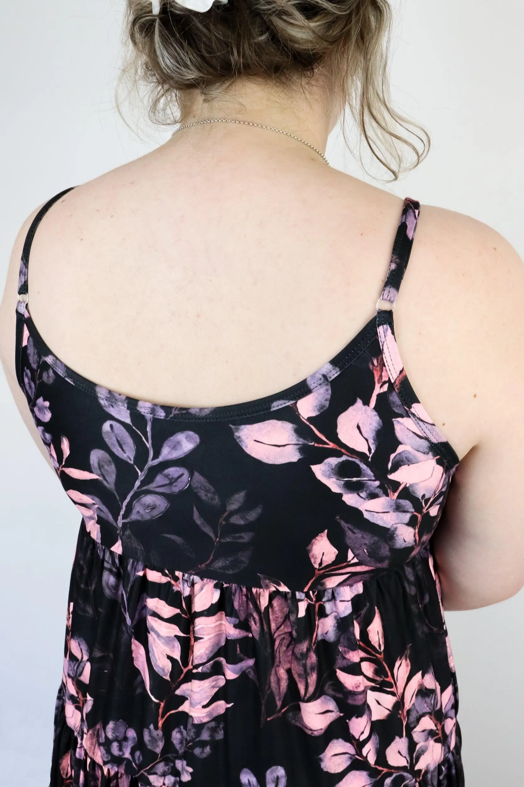 Vintage Watercolour Leaves - Strappy Maxi Dress - Pockets
