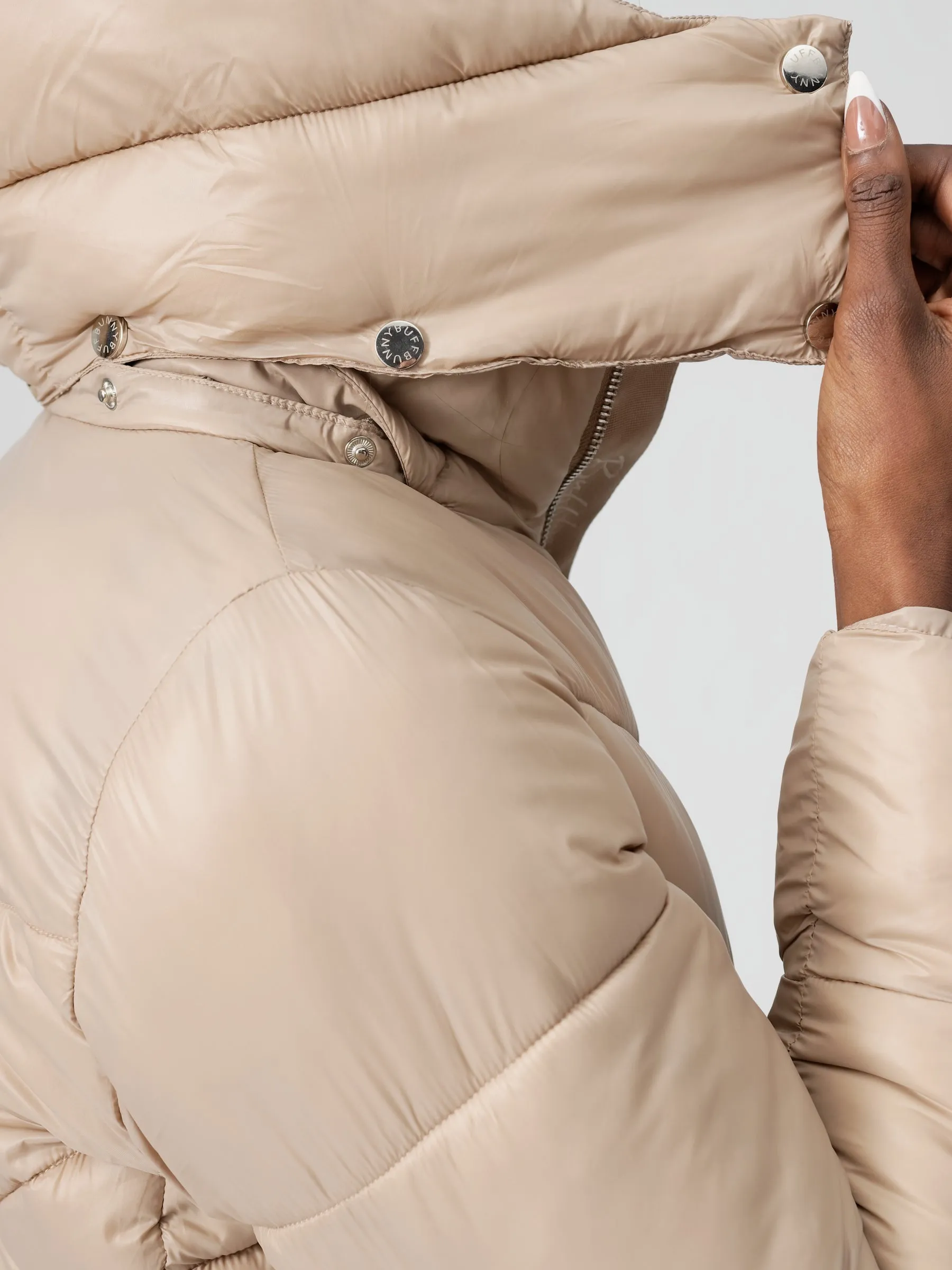 Waist Taper Puffer Jacket - Beige