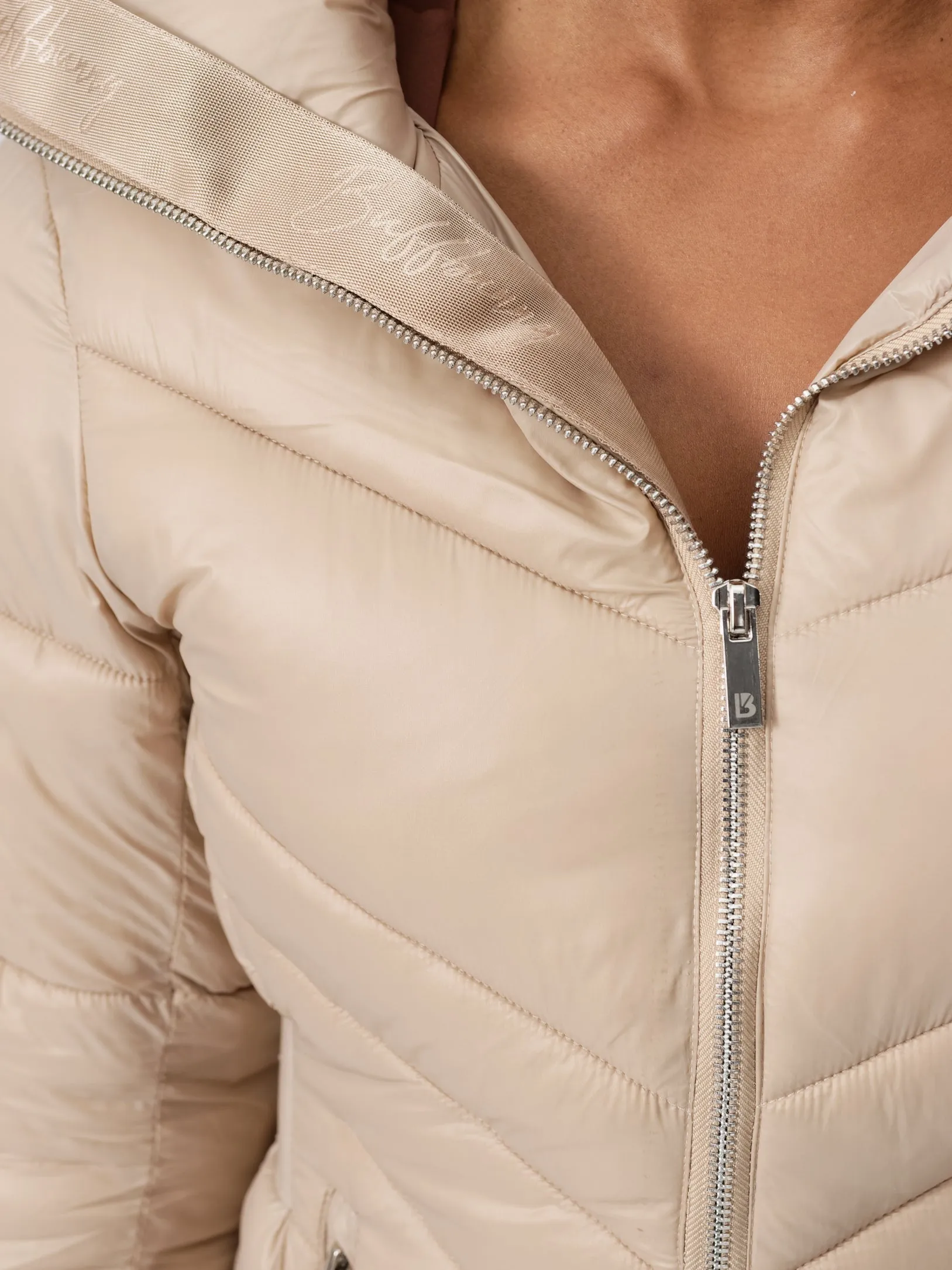 Waist Taper Puffer Jacket - Beige