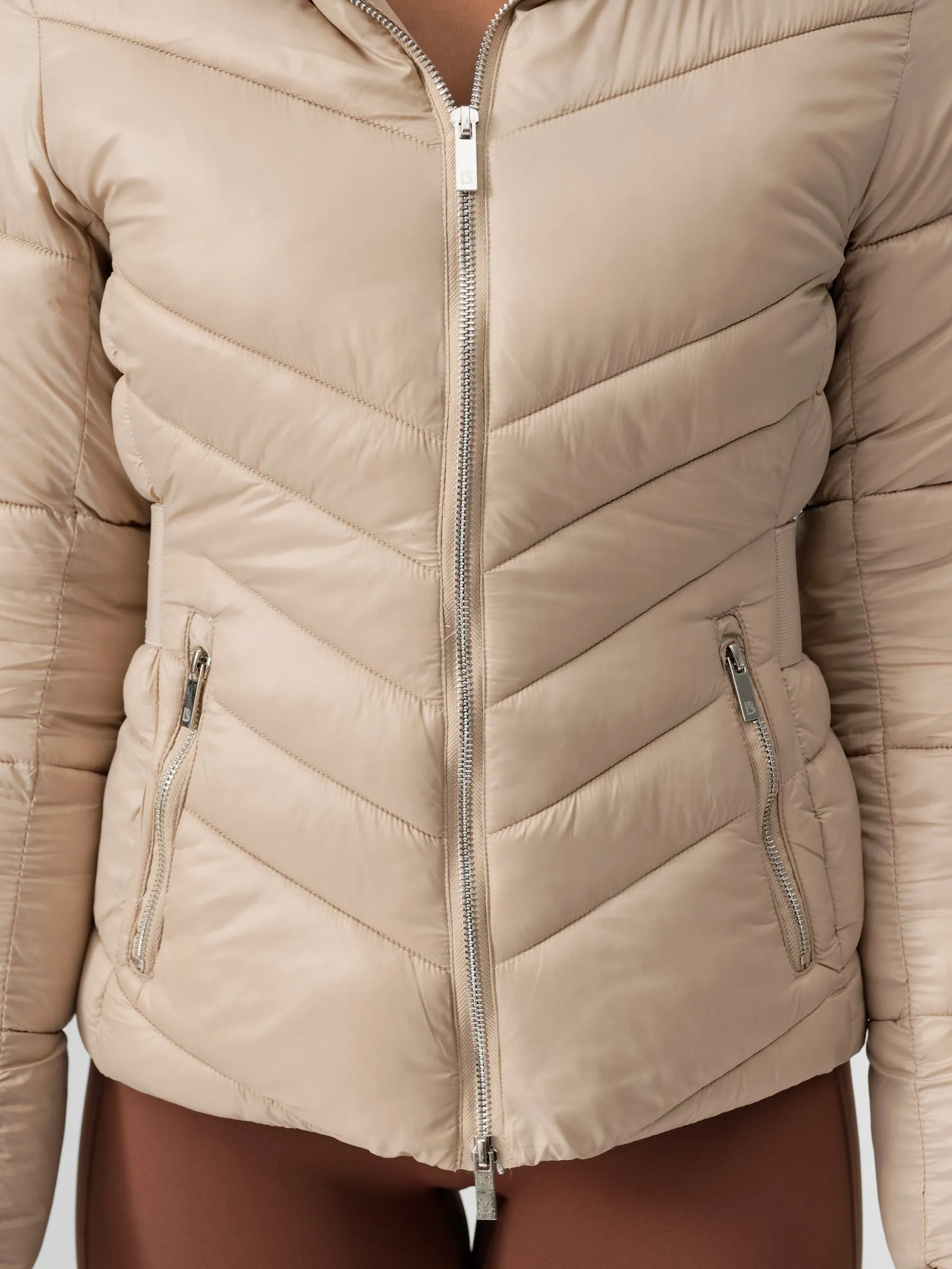 Waist Taper Puffer Jacket - Beige