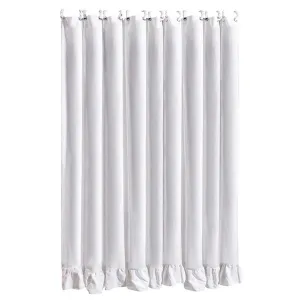 Washed Linen Ruffled Shower Curtain, White